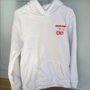 White Fox White Hoodie with Red Cherry Graphic